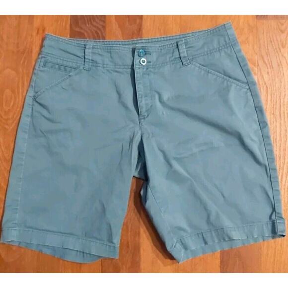 LEE Womens 10 Medium Mid-Rise Fit Blue Shorts 10" inseam Stretch Blue Green Teal - Picture 1 of 6